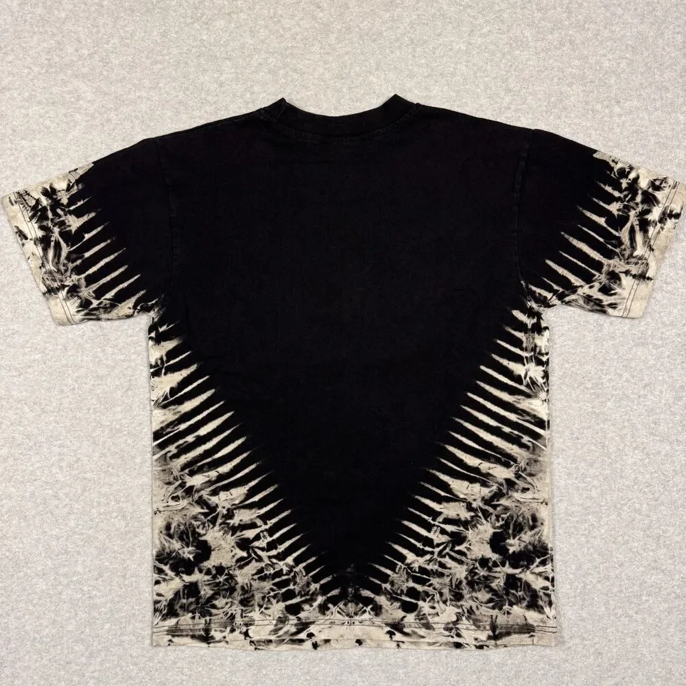 Vintage Liquid Blue Style Tie Dye V Pattern Pirate Skull Sword T Shirt - M